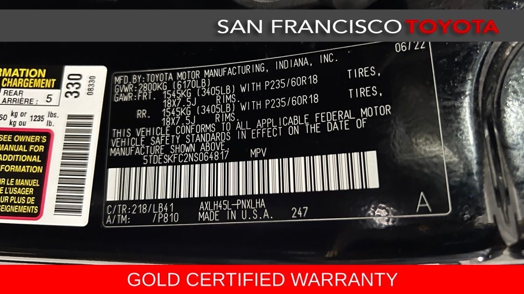 2022 Toyota Sienna Platinum 7 Passenger