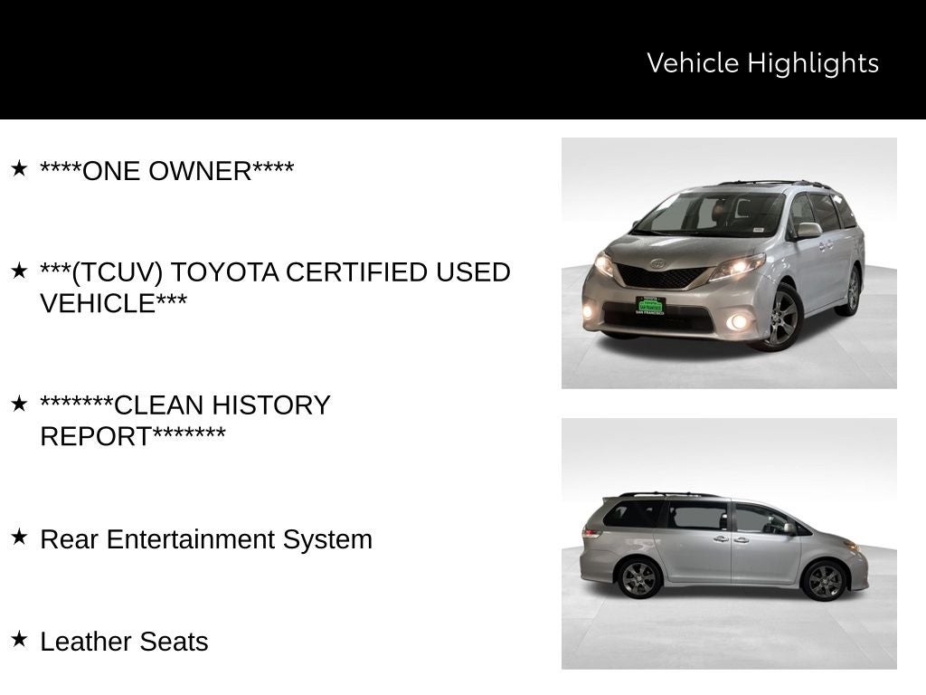 2016 Toyota Sienna SE Premium 8 Passenger